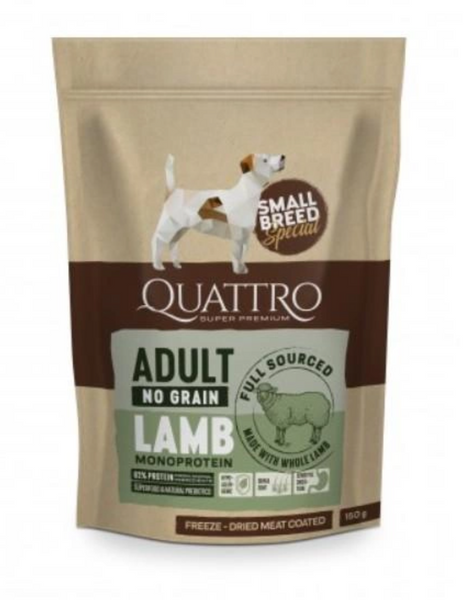 Сухий корм Quattro Adult Lamb Small Breed 0.15 кг, з ягням для дорослих собак дрібних порід 4770107254298 фото