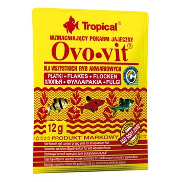 Сухий корм Tropical Ovo-Vit для всіх акваріумних риб, 12 г (пластівці) 74431 фото