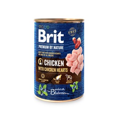 Вологий корм Brit Premium by Nature для собак, курка з курячим серцем, 400 г 100405/8522 фото
