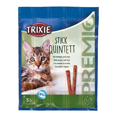 Ласощі Trixie Premio Stick Quintett для котів палички з домашньою птицею та печінкою 5 г 5 шт 42724 фото