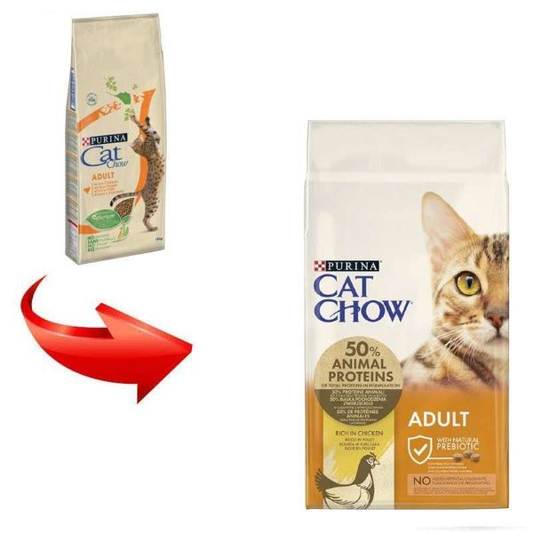 Сухий повнораціонний корм Cat Chow Adult 15 кг, з куркою для дорослих котів 5997204514127 фото