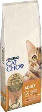 Сухий повнораціонний корм Cat Chow Adult Duck 15 кг, з качкою для дорослих котів 7613035394889 фото