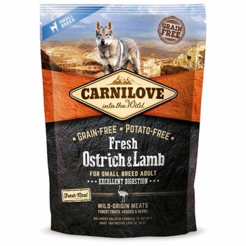 Сухий корм Carnilove Fresh Ostrich & Lamb для дорослих собак дрібних порід, ягня та страус, 1.5 кг 170869/7472 фото