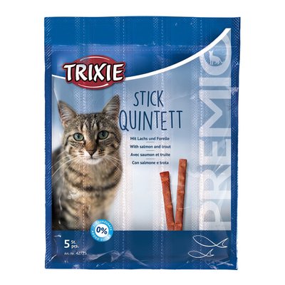 Ласощі Trixie Premio Stick Quintett для котів палички з лососем та фореллю 5 г 5 шт 42725 фото