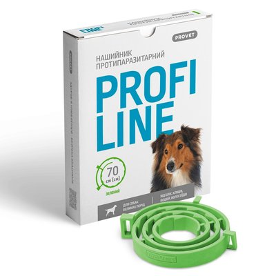Нашийник PROVET PROFILINE для великих порід собак 70 см, зелений (інсектоакарицид) PR243101 фото