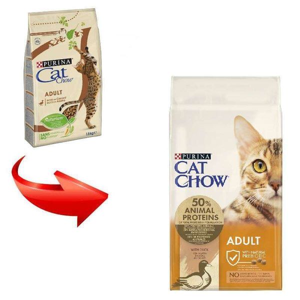 Сухий повнораціонний корм Cat Chow Adult Duck 15 кг, з качкою для дорослих котів 7613035394889 фото