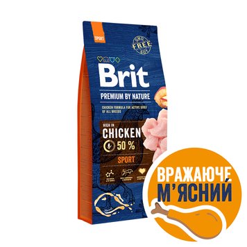 Сухий корм Brit Premium Dog Sport для собак з високими енерговитратами, з куркою, 15 кг 170848/6673 фото