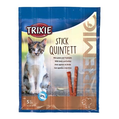 Ласощі Trixie Premio Stick Quintett для котів палички з ягням та індичкою 5 г 5 шт 42723 фото