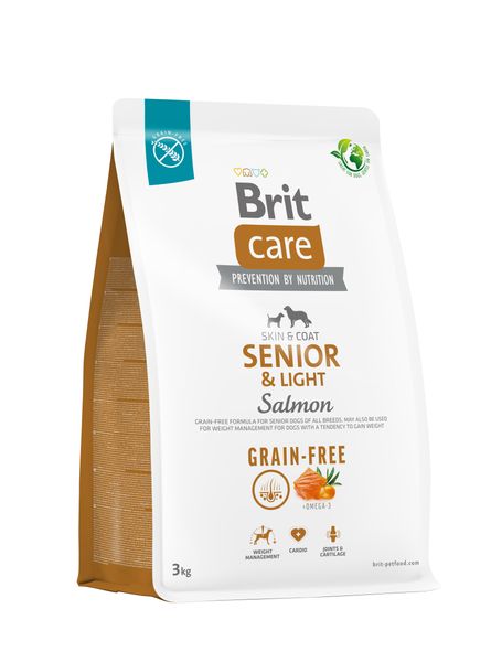 Сухий корм Brit Care Dog Grain-free Senior & Light для старіючих собак, беззерновий з лососем, 3кг 172206 фото