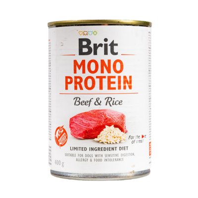 Вологий корм Brit Mono Protein Beef & Rice для собак, з яловичиною та рисом, 400 г 100832/100054/9735 фото