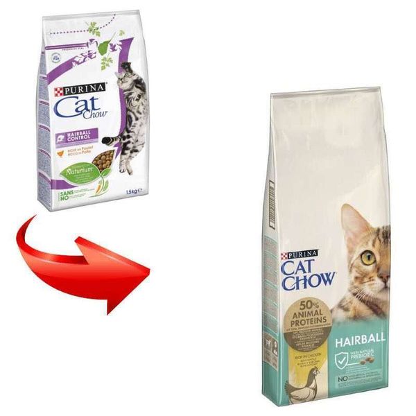 Сухий корм Cat Chow Hairball Control 15 кг, з куркою для котів з контролем утворення грудок шерсті в шлунково-кишковому тракті 5997204514523 фото