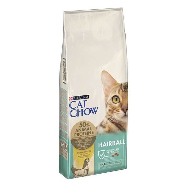 Сухий корм Cat Chow Hairball Control 15 кг, з куркою для котів з контролем утворення грудок шерсті в шлунково-кишковому тракті 5997204514523 фото