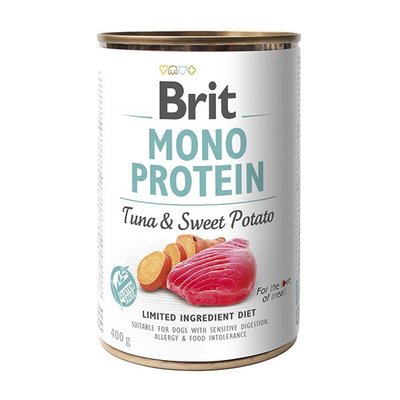 Вологий корм Brit Mono Protein Tuna & Sweet Potato для собак, з тунцем і бататом, 400 г 100836/100055/9742 фото