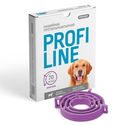 Нашийник PROVET PROFILINE для великих порід собак 70 см, фіолетовий (інсектоакарицид) PR243098 фото