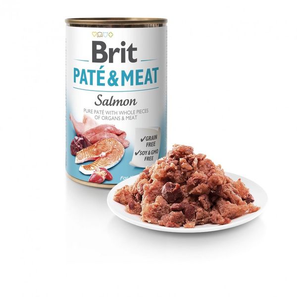 Вологий корм Brit Care Pate & Meat для собак, з лососем, 400 г 100864/100071/0267 фото