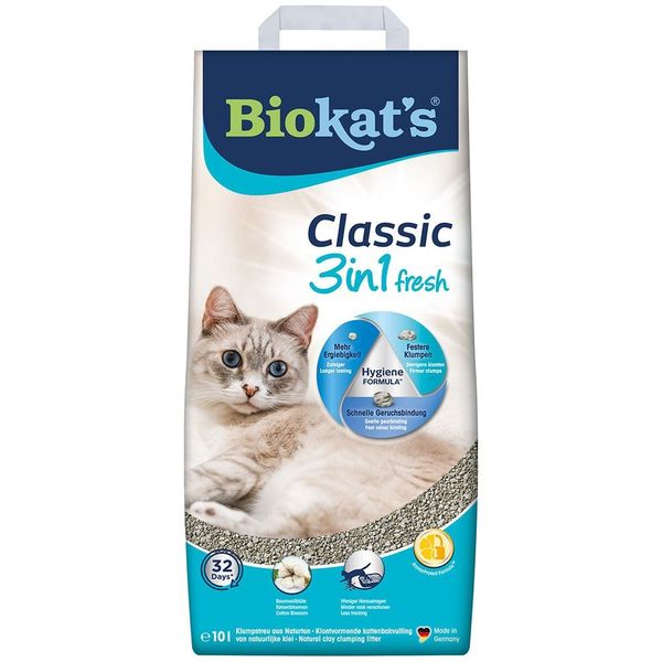 Наповнювач Biokats Classic Fresh 3in1 Cotton Blossom для котячого туалету, бентонітовий, 10 кг G-617220/613413 фото