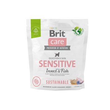 Сухий корм Brit Care Dog Sustainable Sensitive для собак з чутливим травленням, з рибою та комахами, 1кг 172187 фото