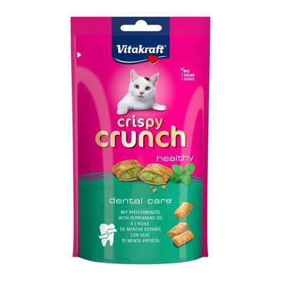 Хрусткі подушечки Vitakraft Crispy Crunch для котів, м’ята, 60 г 28813 фото