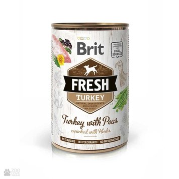 Консервований корм Brit Fresh Turkey/Peas для собак, з індичкою та горошком, 400 г 100157/3879 фото