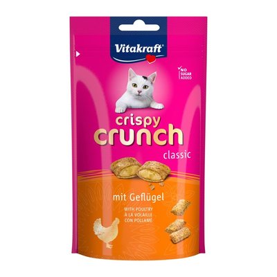 Хрусткі подушечки Vitakraft Crispy Crunch для котів, з м’ясом птахів, 60 г 28814 фото