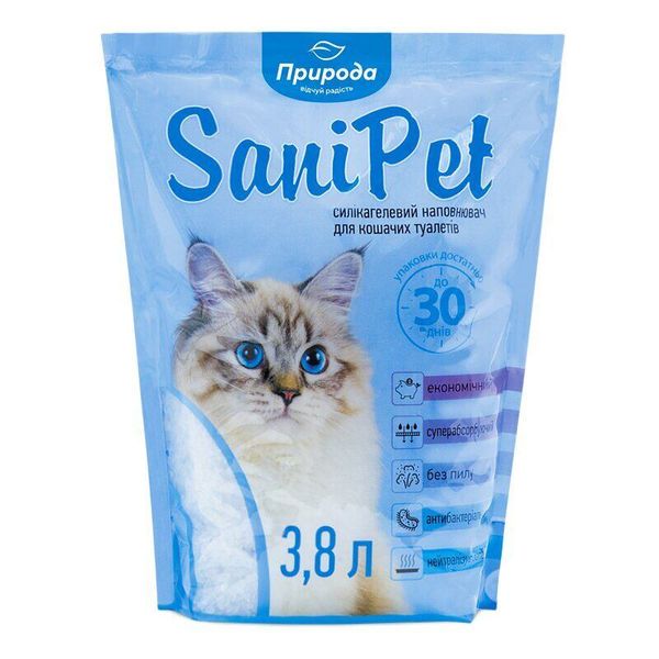 Наповнювач для котячого туалету ТМ "Природа" Sani Pet силікагелевий, 3.8 л PR240266  3,8L фото