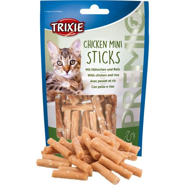 Ласощі Trixie Premio Chicken Mini Sticks для котів мініпалички з куркою та рисом 50 г 42708 фото