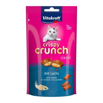 Хрусткі подушечки Vitakraft Crispy Crunch для котів, з лососем, 60 г 28815 фото
