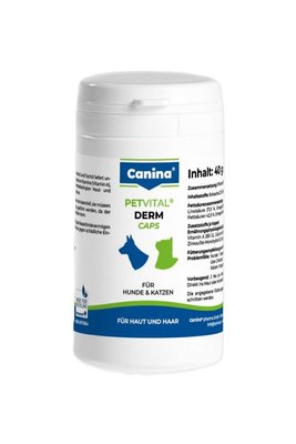 Вітаміни Canina PetVital Dеrm-Caps для собак та котів, для проблемної шерсті, 40 г (100 табл) 702121 AD фото
