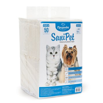 Гігієнічні пелюшки Природа SaniPet для собак, целюлоза, 45x60 см, 50 шт PR240268 фото
