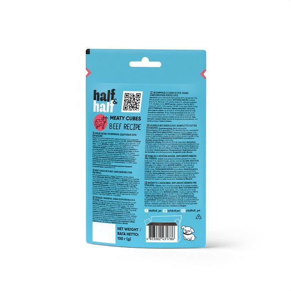 Ласощі для цуценят Half&Half у формі м'ясних кубиків з яловичиною, 100 г 31786 фото