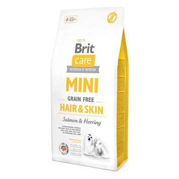 Сухий корм Brit Care GF Mini Hair & Skin для собак мініатюрних порід, для шкіри та шерсті, з лососем та оселедцем, 7кг 170784/0244 фото