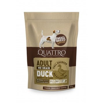 Сухий корм Quattro Adult Duck Small Breed 0.15 кг, з качкою для дорослих собак дрібних порід 4770107254441 фото