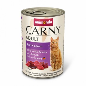 Вологий корм Animonda Carny для дорослих котів, з яловичиною та ягням, 400 г AM-83721 фото