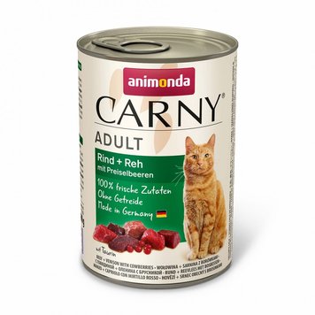 Вологий корм Animonda Carny для дорослих котів, з яловичиною, олениною та брусницею, 400 г AM-83716 фото