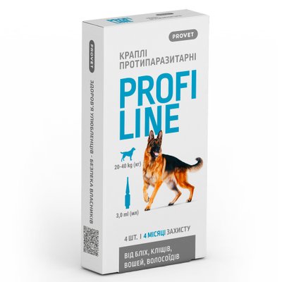 Краплі Provet Profiline для собак 20-40 кг, 4 піпетки по 3,0 мл (інсектоакарицид) PR243102 фото