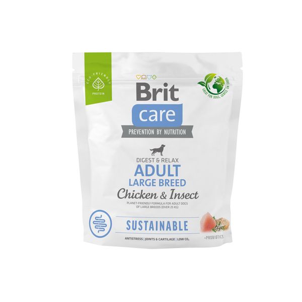 Сухий корм Brit Care Dog Sustainable Adult Large Breed для собак великих порід, з куркою та комахами, 1кг 172181 фото