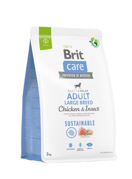 Сухий корм Brit Care Dog Sustainable Adult Large Breed для собак великих порід, з куркою та комахами, 3кг 172182 фото