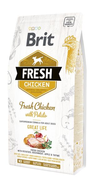 Сухий корм Brit Fresh для дорослих собак всіх порід, з куркою та картоплею, 2,5 кг 170990/0748 фото