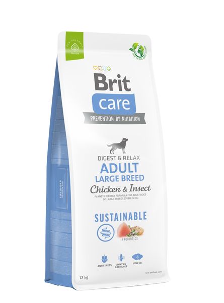 Сухий корм Brit Care Dog Sustainable Adult Large Breed для собак великих порід, з куркою та комахами, 12кг 172183 фото