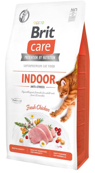 Сухий корм Brit Care Cat GF Indoor Anti-stress для котів, які постійно живуть у приміщенні, курка, 7кг 171301/0846 фото