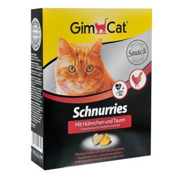 Вітаміни GimCat Schnurries для котів, таблетки з куркою і таурином, 420 г G-419039/409351 фото
