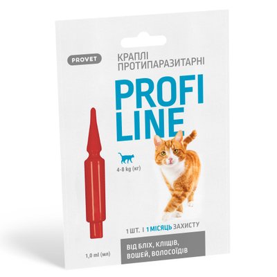Краплі Provet Profiline для котів 4-8 кг, 1 піпетка 1,0 мл (інсектоакарицид) PR243112 фото